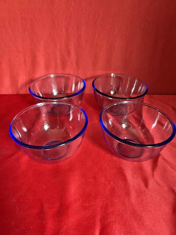 4-Pack Blue Glass Bowls 5.75x3 for Cereal Soup B2