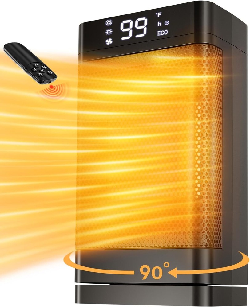 PGYIOO! Space Heater 99'F /1500W Power,Portable 12PTC Black