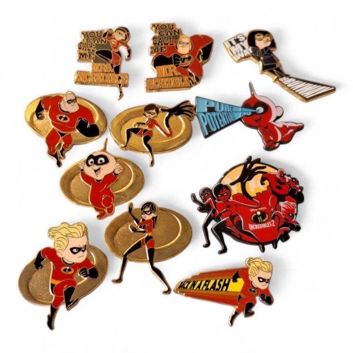 Lot of 11 Disney Parks Pixar Incredibles Collector Pins