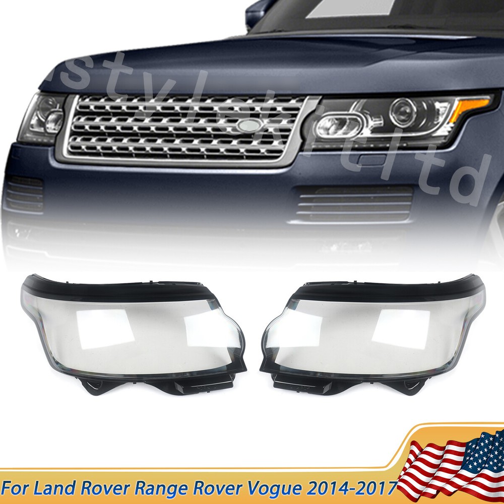 Left & Right Headlight Lens Cover For Land Rover Range Rover Vogue 2014-2017