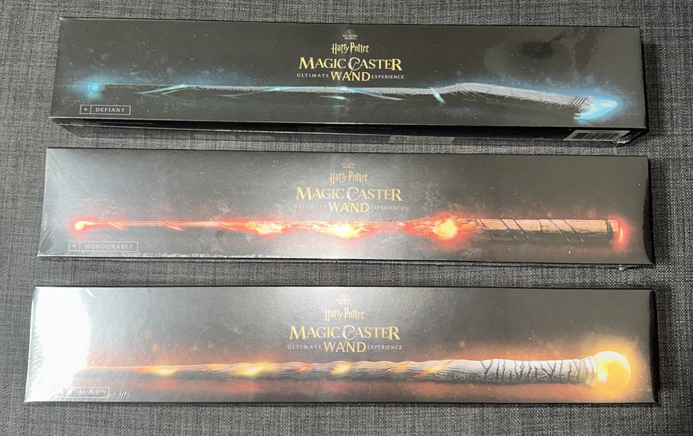 New Sealed Harry Potter Magic Caster Wand Set Honourable Defiant Loyal Complete Collection