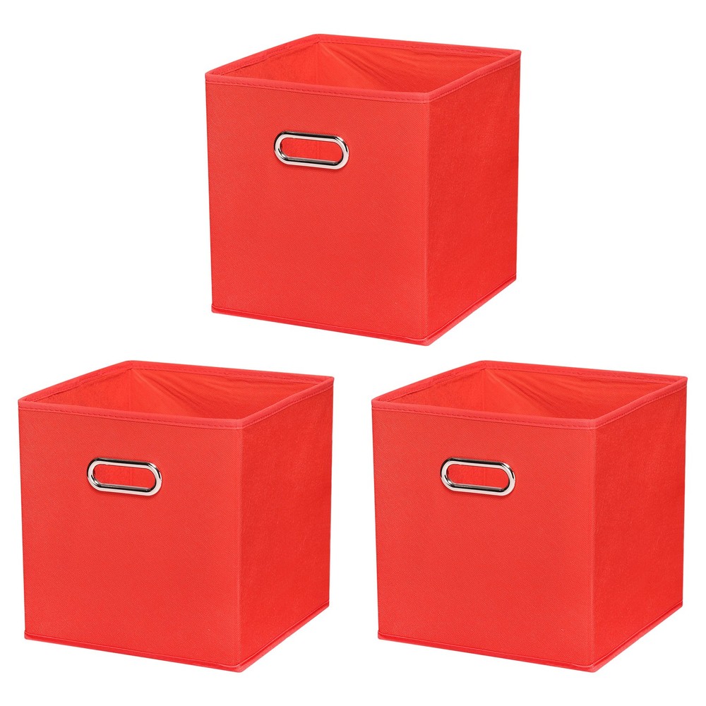3Pcs 13 Inch Foldable Storage Cube Bins Organizer in Red