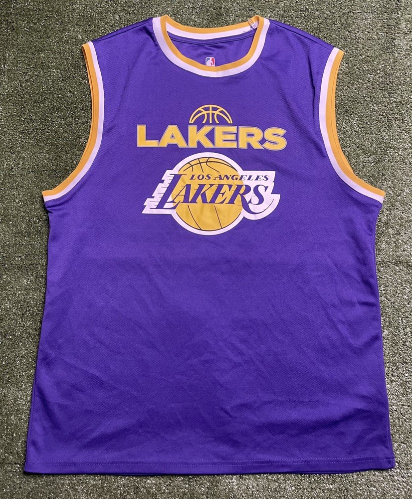 Los Angeles Lakers Lebron James Basketball Jersey Size L Purple Gold NBA