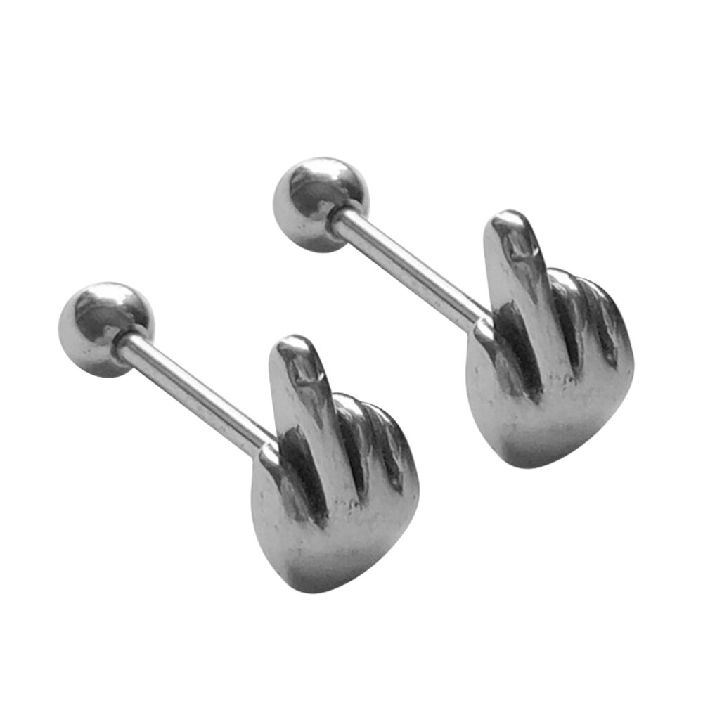 2pcs Stainless Steel Nose & Tongue Stud Rings Barbell Jewelry