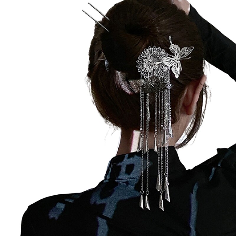 Butterfly Tassel U-Shape Hair Sticks Large Hairpins for Styling Tools