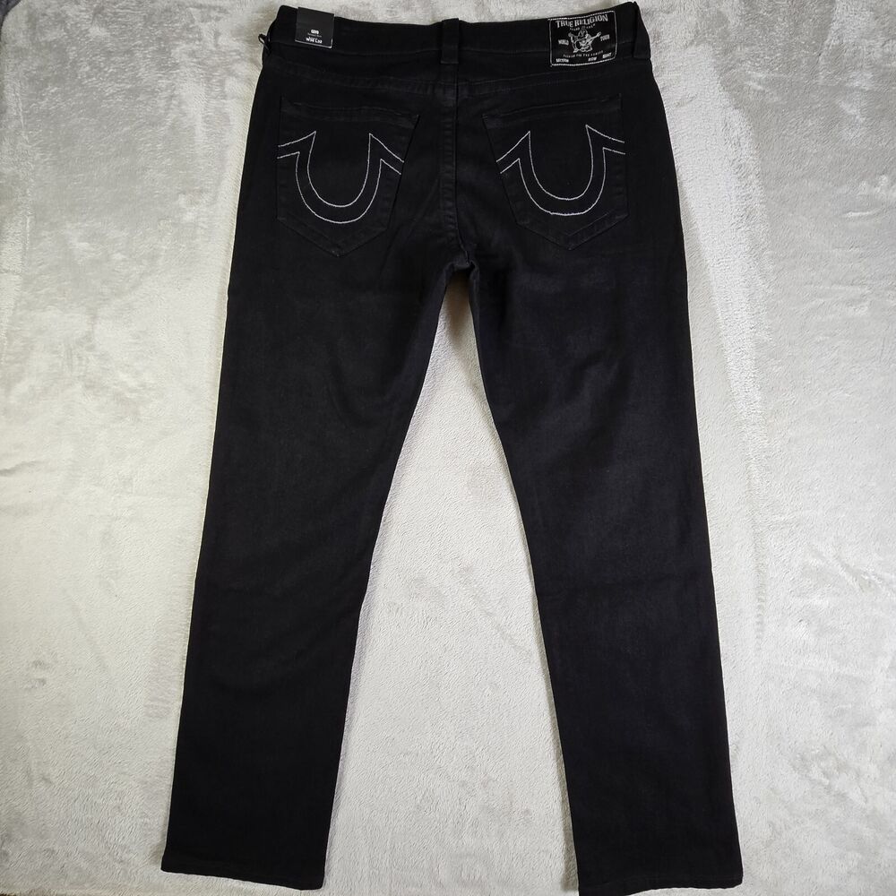 True Religion Geno No Flap SN Relaxed Slim Fit Jeans Men 36x32 Body Rinse Black
